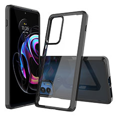 Coque Rebord Contour Silicone et Vitre Transparente Miroir Housse Etui pour Motorola Moto Edge S Pro 5G Noir