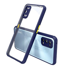 Coque Rebord Contour Silicone et Vitre Transparente Miroir Housse Etui pour Realme 7 Pro Bleu