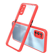 Coque Rebord Contour Silicone et Vitre Transparente Miroir Housse Etui pour Realme 7 Pro Rouge