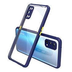 Coque Rebord Contour Silicone et Vitre Transparente Miroir Housse Etui pour Realme X7 5G Bleu