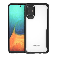 Coque Rebord Contour Silicone et Vitre Transparente Miroir Housse Etui pour Samsung Galaxy A71 5G Noir