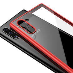 Coque Rebord Contour Silicone et Vitre Transparente Miroir Housse Etui pour Samsung Galaxy Note 10 5G Rouge