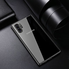 Coque Rebord Contour Silicone et Vitre Transparente Miroir Housse Etui pour Samsung Galaxy Note 10 Plus Noir