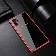 Coque Rebord Contour Silicone et Vitre Transparente Miroir Housse Etui pour Samsung Galaxy Note 10 Plus Rouge