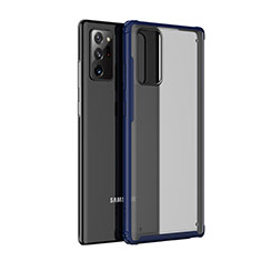 Coque Rebord Contour Silicone et Vitre Transparente Miroir Housse Etui pour Samsung Galaxy Note 20 5G Bleu