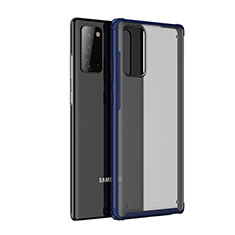 Coque Rebord Contour Silicone et Vitre Transparente Miroir Housse Etui pour Samsung Galaxy Note 20 Plus 5G Bleu