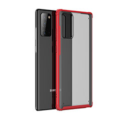 Coque Rebord Contour Silicone et Vitre Transparente Miroir Housse Etui pour Samsung Galaxy Note 20 Plus 5G Rouge