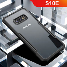 Coque Rebord Contour Silicone et Vitre Transparente Miroir Housse Etui pour Samsung Galaxy S10e Noir