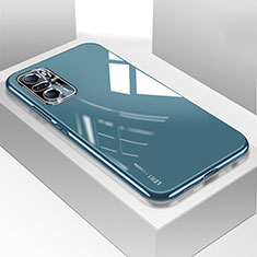 Coque Rebord Contour Silicone et Vitre Transparente Miroir Housse Etui pour Xiaomi Mi 11i 5G Bleu
