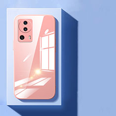 Coque Rebord Contour Silicone et Vitre Transparente Miroir Housse Etui pour Xiaomi Mi 13 Lite 5G Or Rose
