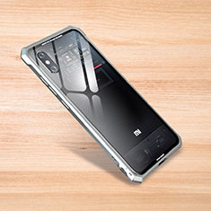 Coque Rebord Contour Silicone et Vitre Transparente Miroir Housse Etui pour Xiaomi Mi 8 Explorer Argent