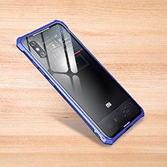 Coque Rebord Contour Silicone et Vitre Transparente Miroir Housse Etui pour Xiaomi Mi 8 Explorer Bleu