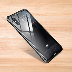 Coque Rebord Contour Silicone et Vitre Transparente Miroir Housse Etui pour Xiaomi Mi 8 Pro Global Version Noir