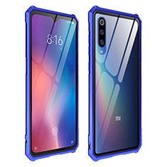 Coque Rebord Contour Silicone et Vitre Transparente Miroir Housse Etui pour Xiaomi Mi 9 Lite Bleu