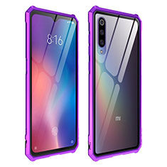 Coque Rebord Contour Silicone et Vitre Transparente Miroir Housse Etui pour Xiaomi Mi 9 Lite Violet