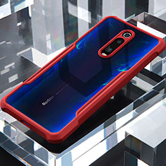 Coque Rebord Contour Silicone et Vitre Transparente Miroir Housse Etui pour Xiaomi Mi 9T Pro Rouge