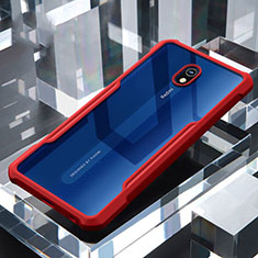 Coque Rebord Contour Silicone et Vitre Transparente Miroir Housse Etui pour Xiaomi Redmi 8A Rouge