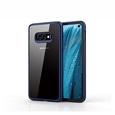 Coque Rebord Contour Silicone et Vitre Transparente Miroir Housse Etui S01 pour Samsung Galaxy S10e Bleu