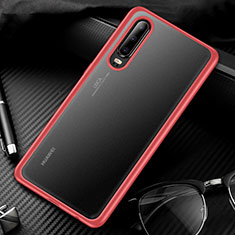 Coque Rebord Contour Silicone et Vitre Transparente Miroir Housse Etui T01 pour Huawei P30 Rouge