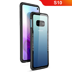 Coque Rebord Contour Silicone et Vitre Transparente Miroir Housse Etui T01 pour Samsung Galaxy S10 5G Noir