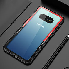 Coque Rebord Contour Silicone et Vitre Transparente Miroir Housse Etui T01 pour Samsung Galaxy S10 5G Rouge