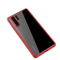 Coque Rebord Contour Silicone et Vitre Transparente Miroir Housse Etui Z01 pour Huawei P30 Pro Rouge