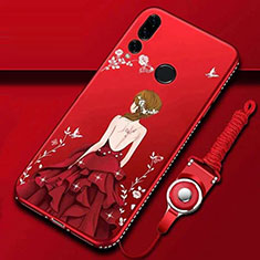 Coque Silicone Dos de Fille Souple Couleur Unie Etui Housse K01 pour Huawei Honor 20 Lite Rouge
