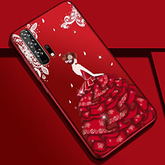 Coque Silicone Dos de Fille Souple Couleur Unie Etui Housse K01 pour Huawei Honor 20 Pro Rouge