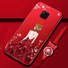 Coque Silicone Dos de Fille Souple Couleur Unie Etui Housse K01 pour Huawei Mate 20 Pro Rouge
