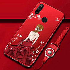 Coque Silicone Dos de Fille Souple Couleur Unie Etui Housse K01 pour Huawei P30 Lite New Edition Rouge