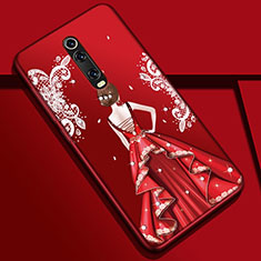 Coque Silicone Dos de Fille Souple Couleur Unie Etui Housse K01 pour Xiaomi Mi 9T Pro Rouge