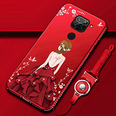 Coque Silicone Dos de Fille Souple Couleur Unie Etui Housse K01 pour Xiaomi Redmi Note 9 Rouge