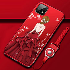 Coque Silicone Dos de Fille Souple Couleur Unie Etui Housse pour Huawei Enjoy 20 5G Rouge