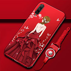 Coque Silicone Dos de Fille Souple Couleur Unie Etui Housse pour Huawei Honor 9X Pro Rouge