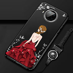 Coque Silicone Dos de Fille Souple Couleur Unie Etui Housse pour Xiaomi Mi 10T Lite 5G Rouge et Noir