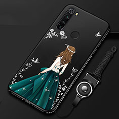 Coque Silicone Dos de Fille Souple Couleur Unie Etui Housse pour Xiaomi Redmi Note 8 (2021) Noir