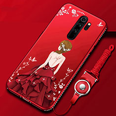 Coque Silicone Dos de Fille Souple Couleur Unie Etui Housse pour Xiaomi Redmi Note 8 Pro Rouge