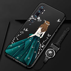Coque Silicone Dos de Fille Souple Couleur Unie Etui Housse S01 pour Xiaomi Mi Note 10 Pro Vert