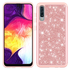 Coque Silicone et Plastique Housse Etui Protection Integrale 360 Degres Bling-Bling JX1 pour Samsung Galaxy A30S Or Rose