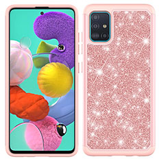 Coque Silicone et Plastique Housse Etui Protection Integrale 360 Degres Bling-Bling JX1 pour Samsung Galaxy A51 4G Or Rose