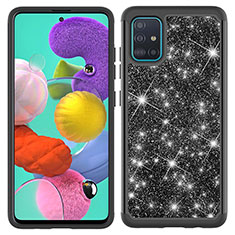 Coque Silicone et Plastique Housse Etui Protection Integrale 360 Degres Bling-Bling JX1 pour Samsung Galaxy A51 5G Noir