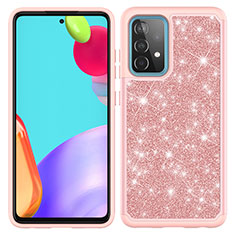 Coque Silicone et Plastique Housse Etui Protection Integrale 360 Degres Bling-Bling JX1 pour Samsung Galaxy A52s 5G Or Rose
