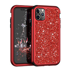 Coque Silicone et Plastique Housse Etui Protection Integrale 360 Degres Bling-Bling pour Apple iPhone 11 Pro Max Rouge