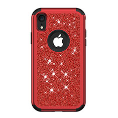 Coque Silicone et Plastique Housse Etui Protection Integrale 360 Degres Bling-Bling pour Apple iPhone XR Rouge