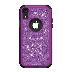 Coque Silicone et Plastique Housse Etui Protection Integrale 360 Degres Bling-Bling pour Apple iPhone XR Violet