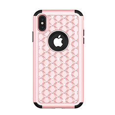 Coque Silicone et Plastique Housse Etui Protection Integrale 360 Degres Bling-Bling pour Apple iPhone Xs Max Or Rose