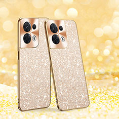 Coque Silicone et Plastique Housse Etui Protection Integrale 360 Degres Bling-Bling pour Oppo Reno8 5G Or