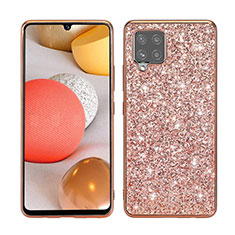 Coque Silicone et Plastique Housse Etui Protection Integrale 360 Degres Bling-Bling pour Samsung Galaxy A42 5G Or Rose