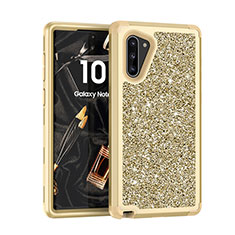 Coque Silicone et Plastique Housse Etui Protection Integrale 360 Degres Bling-Bling pour Samsung Galaxy Note 10 5G Or