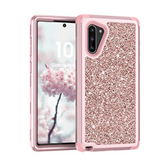 Coque Silicone et Plastique Housse Etui Protection Integrale 360 Degres Bling-Bling pour Samsung Galaxy Note 10 5G Or Rose